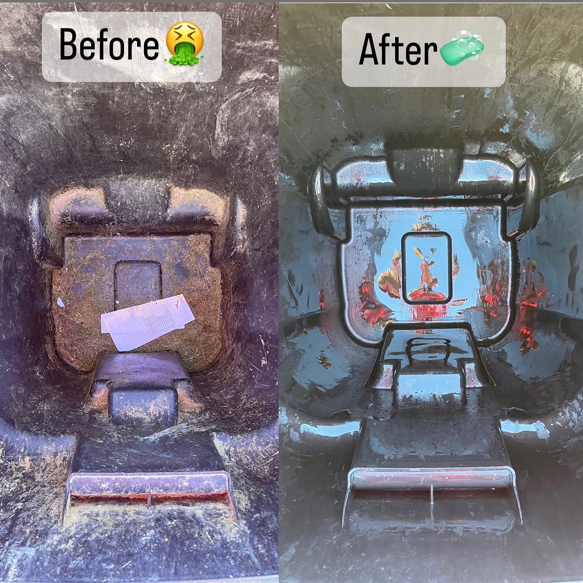 Garbage Can Deep Clean before and after